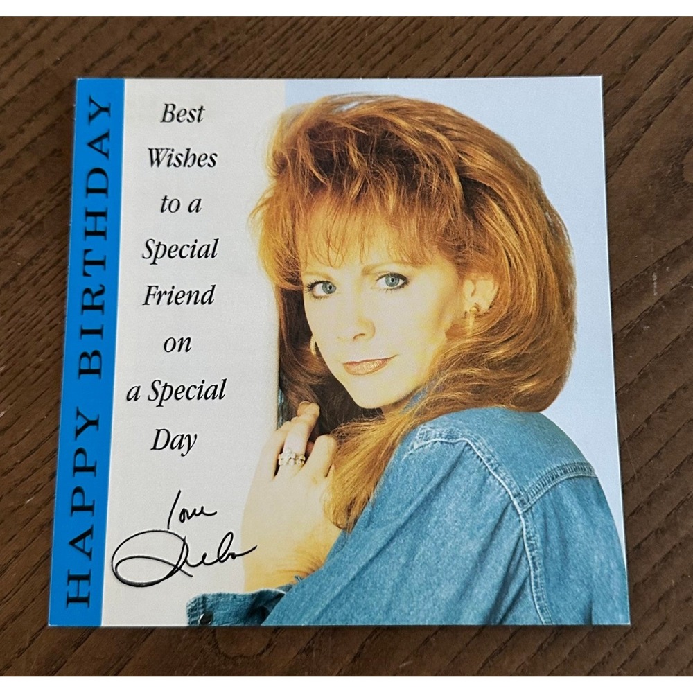 Reba McEntire‎ Vintage Birthday Card Country Music Memorabilia Printed Autograph